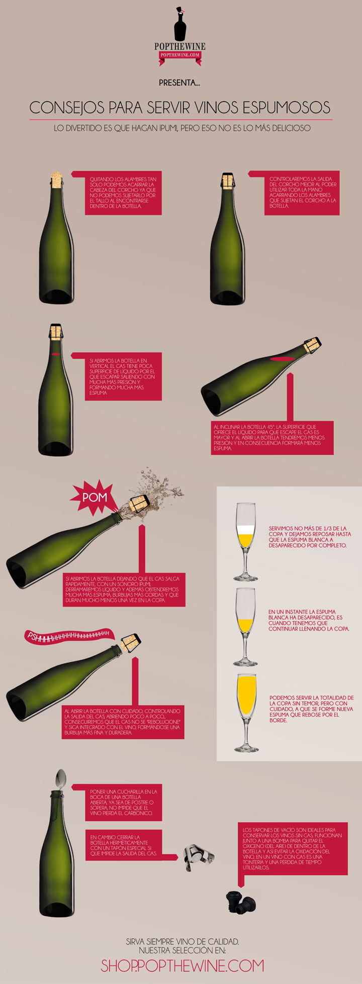 infografía cómo servir vino espumoso
