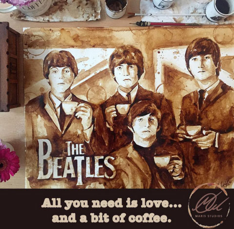 the beatles arte con café all you need is love and coffee