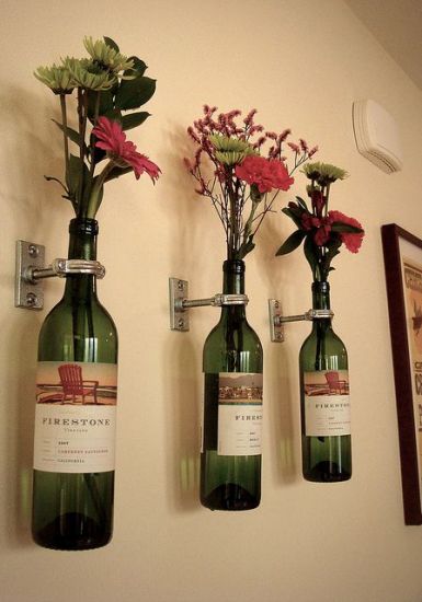 floreros botellas de vino
