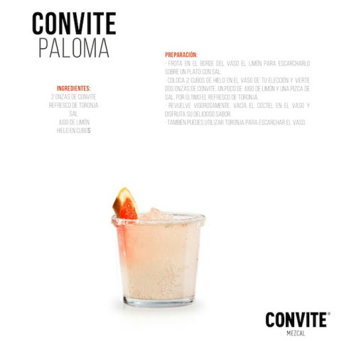 
					Bebidas: Coctel con mezcal ‘Paloma Convite’