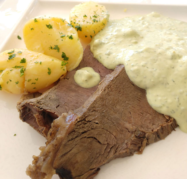 Wiesbaden neroberg restaurante carne con salsa verde de frankfurt
