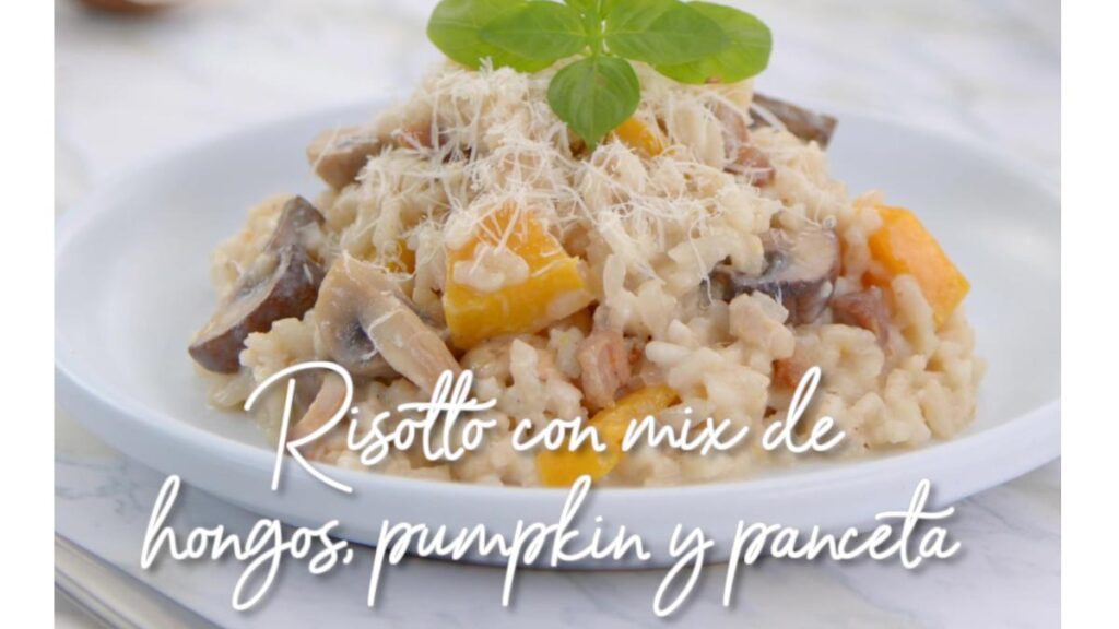 Cómo hacer risotto con mix de hongos, pumpkin spice y panceta