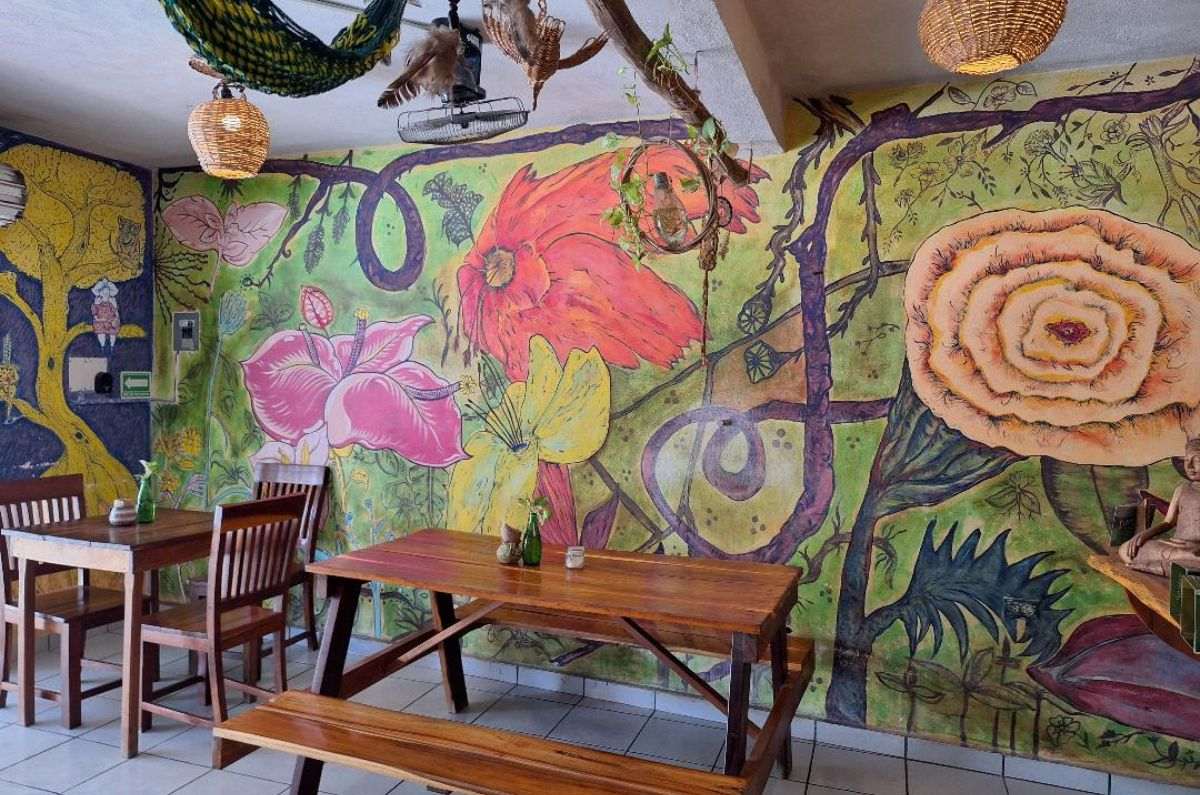 Interior restaurante Yerbabuena en Bacalar, foto de Miriam Carmo