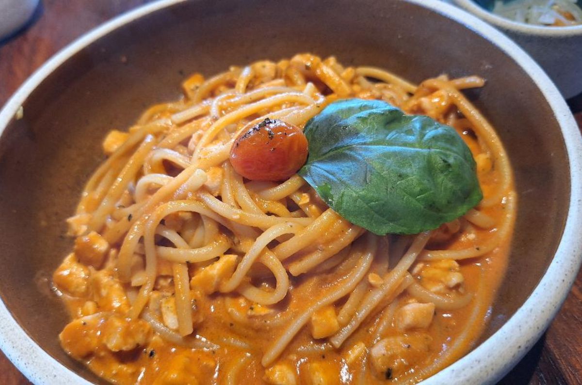 Pasta rosa con salmón, foto de Miriam Carmo