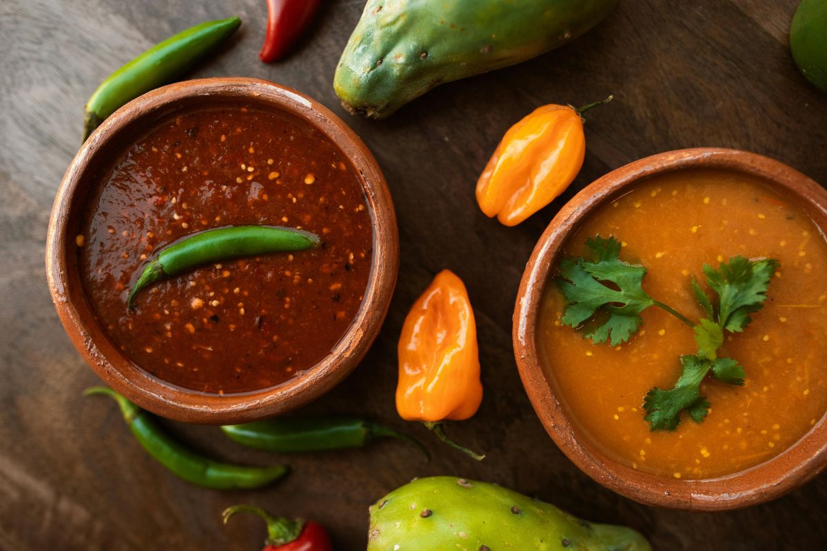 Salsa roja y salsa de habanero. Foto de Pexels.