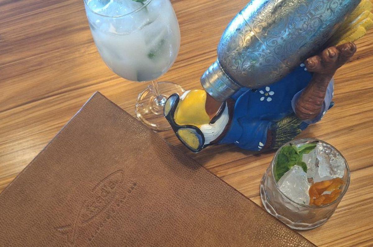 Cócteles mojito de canela y coco con vino espumoso y Parrot (gin, Capari, mix de la casa, albahaca y durazno), foto de Miriam Carmo