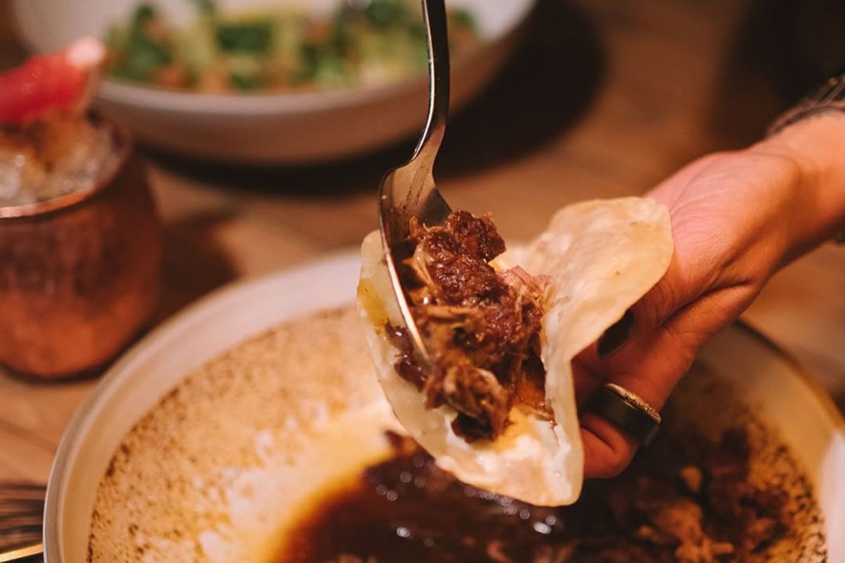 Taco de borrego braseado. Foto de Instagram Fauna.