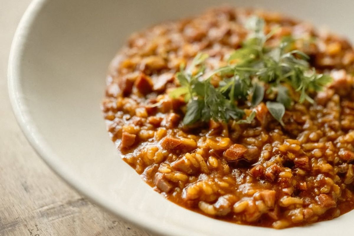 Risotto con lengua en birria. Foto de Instagram Rosetta.