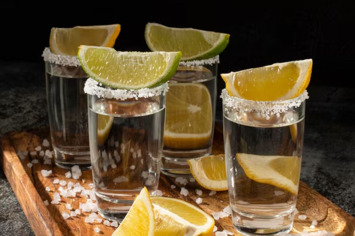 Shots de tequila con limón fresco. Foto de Pexels.