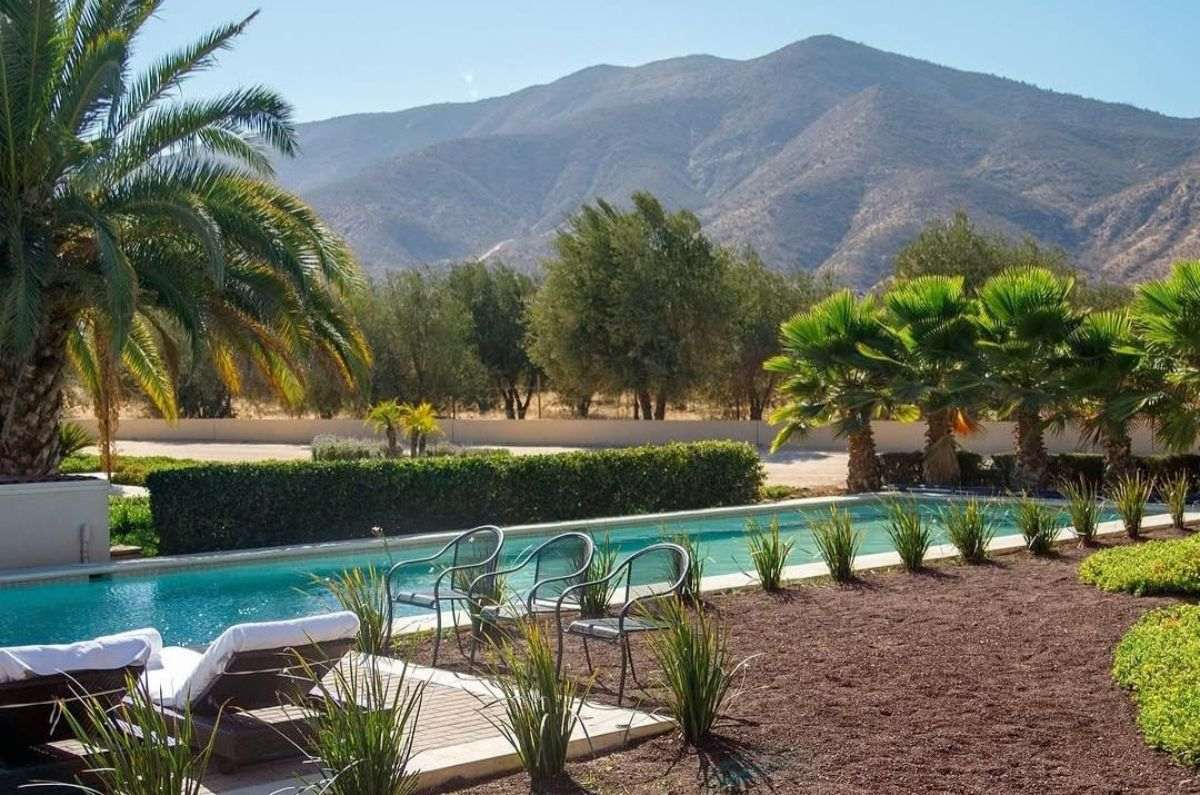 Alberca en el hotel de la bodega, foto tomada de sus redes sociales