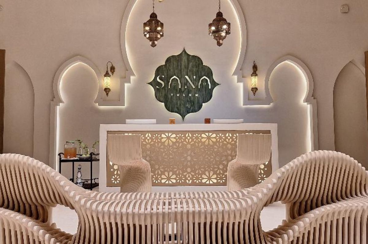 Lobby de Sana Tulum de noche, foto de Miriam Carmo